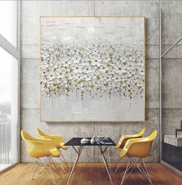 textura tridimensional de decoración de pared de flor de ciruelo blanca de Palette Knife Pinturas al óleo